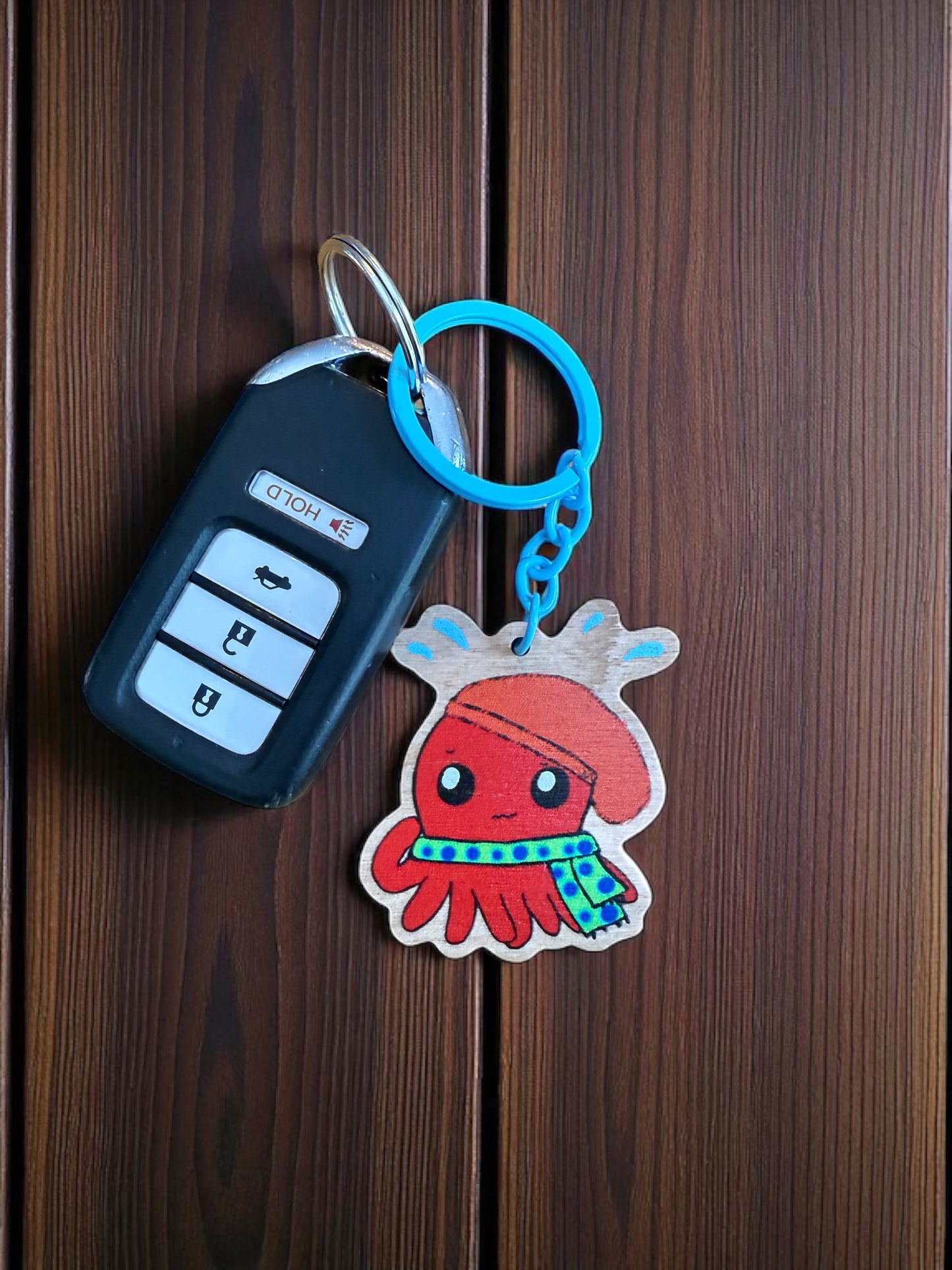 Oval the Octopus – Wooden Keychain