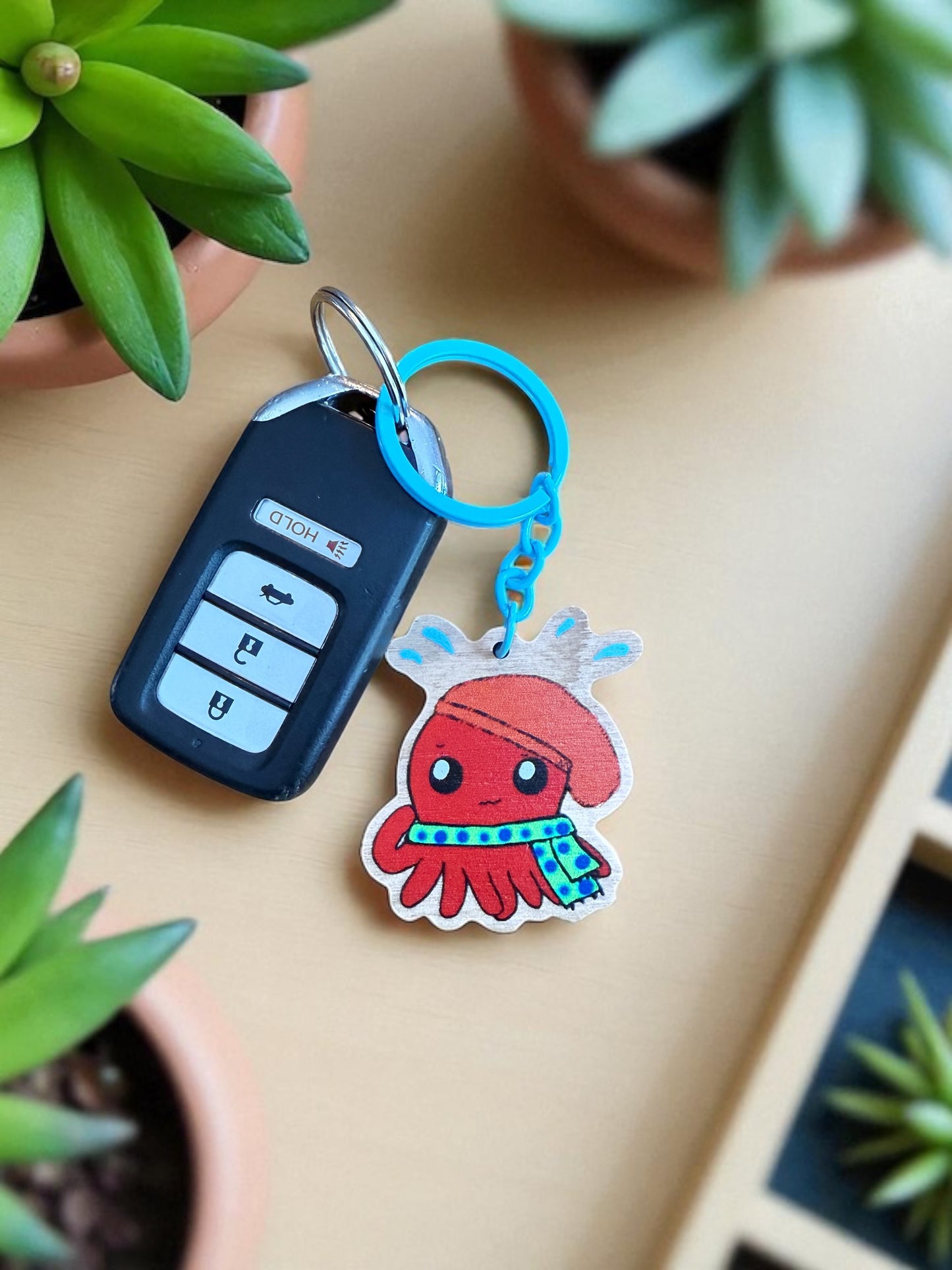 Oval the Octopus – Wooden Keychain