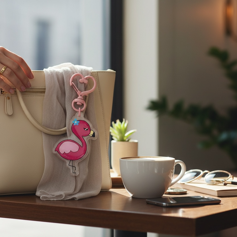 Lily the Flamingo emotion story keychain for kids | Safe Space Oasis