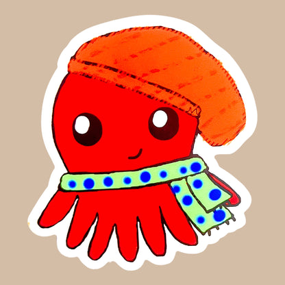 Oval The Overwhelmed Octopus Sticker