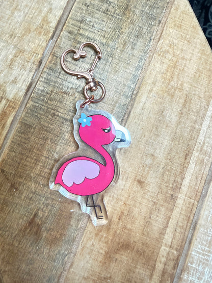Lily The Flamingo Keychain (with Bubbles)