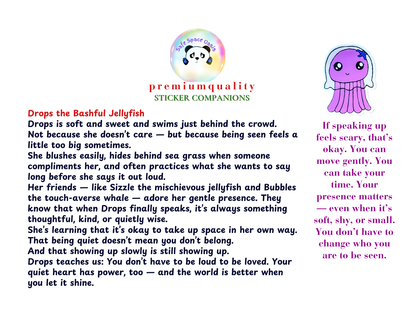 Drops the Bashful Jellyfish emotion sticker for kids | Safe Space Oasis
