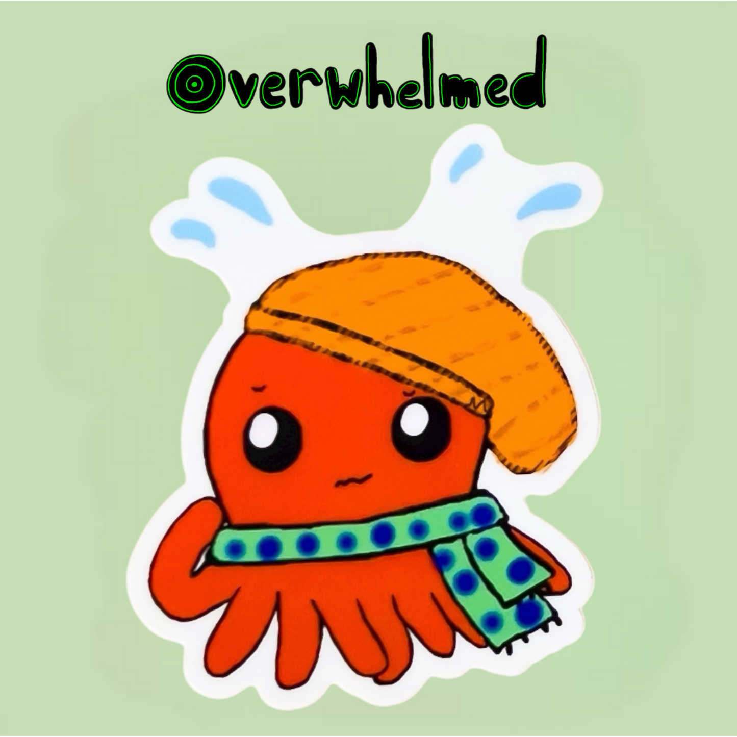Oval The Overwhelmed Octopus Sticker