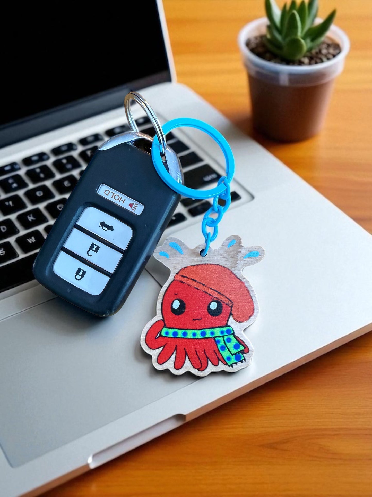 Oval the Octopus – Wooden Keychain