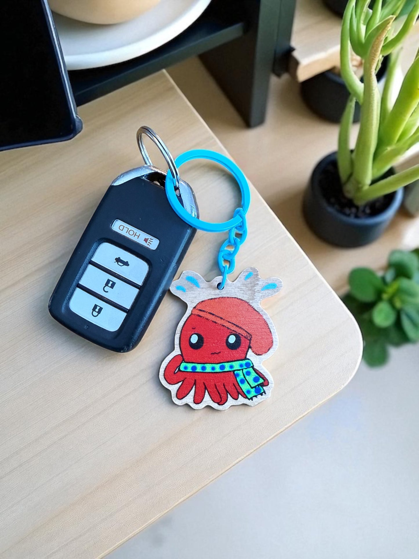 Oval the Octopus – Wooden Keychain