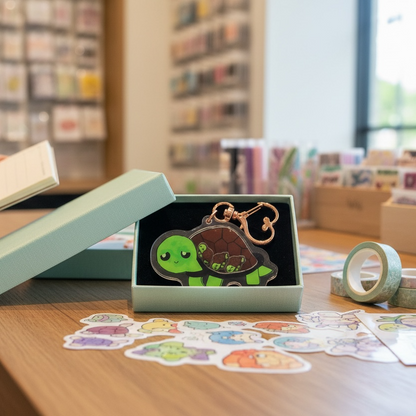 Siloh the Turtle emotion story shaker keychain for kids | Safe Space Oasis