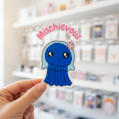 Sizzle the Mischievous Jellyfish emotion sticker for kids | Safe Space Oasis