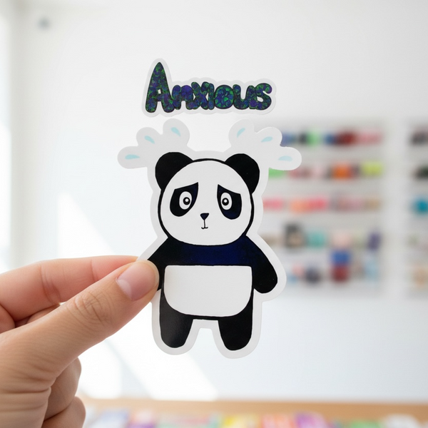Mac the Anxious Panda emotion sticker for kids | Safe Space Oasis
