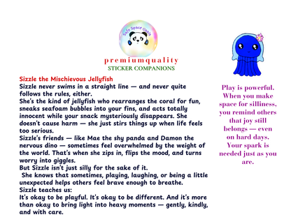 Sizzle the Mischievous Jellyfish emotion sticker for kids | Safe Space Oasis