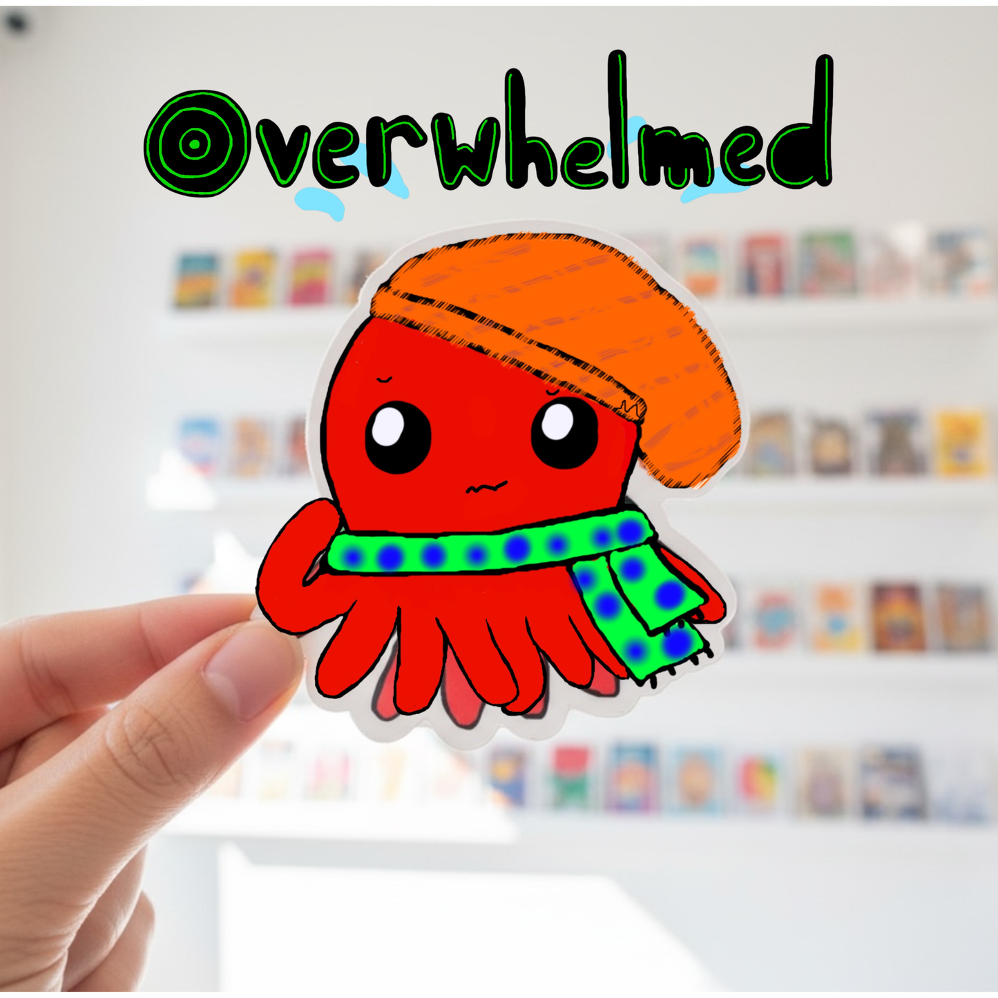 Oval The Overwhelmed Octopus Sticker